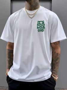 Summer New Men's Casual Round Neck T-Shirt with English Letter Pattern Short Sleeve Top for Men - Product Image 5