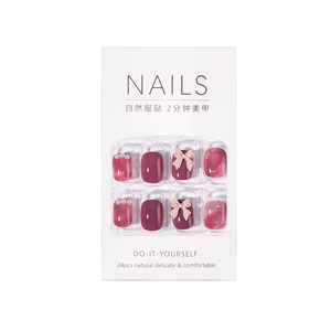 Faux Ongles Carrés Courts en Marbre <span class=keywords><strong>Mauve</strong></span> avec Strass, Réutilisables, Style Ins, en Acrylique ABS, 24 Pièces - Product Image 4