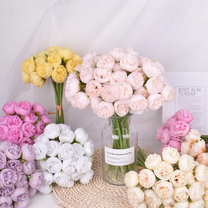 1 mazzo di fiori di peonia artificiale europei fiori finti di seta festa di nozze decorazione della casa bouquet di fiori ghirlanda scrapbooking fai da te  15