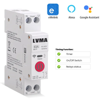 Interruptor de Circuito DIN de 1P 63A, Mini Interruptor Inteligente WiFi para el Hogar, Equipo Electrónico de Cobre y Plástico Industrial, Control por Aplicación, LVMA TUYA