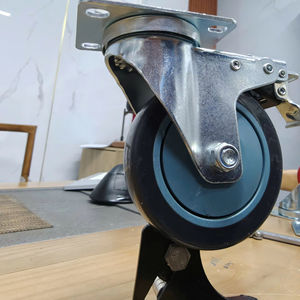 Rueda industrial de PU gris con soporte cincado, de 3, 4 y 5 pulgadas, para reemplazo de ruedas de carros universales y carretillas, precio económico. - Product Image 1