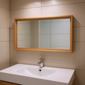 Bathroom <b>Mirror</b> 35.4x17.7 In Engineered Wood Frame High Gloss White <b>Rectangular</b> Wall Hanging Minimalist Design - Product Image 2