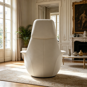 Poltrona Lounge Girevole Moderna di Lusso con <span class=keywords><strong>Schienale</strong></span> <span class=keywords><strong>Alto</strong></span>, Design Curvo Avvolgente e Tessuto Morbido - Product Image 5