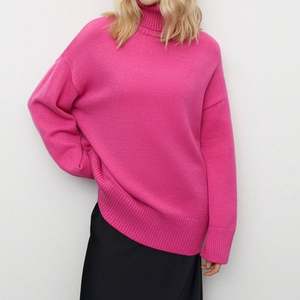 Pull à col rond élégant pour femmes vente en gros pull en tricot surdimensionné décontracté de haute qualité pull rose vif pour femmes vintage - Product Image 5