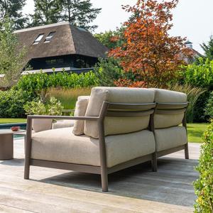 Juego <span class=keywords><strong>de</strong></span> <span class=keywords><strong>Muebles</strong></span> <span class=keywords><strong>de</strong></span> Jardín <span class=keywords><strong>de</strong></span> 4 Plazas, Diseño Moderno con Estructura Metálica y Cojines Gruesos, Sofá <span class=keywords><strong>de</strong></span> Aluminio para Exteriores - Product Image 2