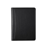 Porte-documents professionnel en cuir de haute qualité A4 avec calculatrice intégrée à 8 chiffres, emplacements pour cartes et bloc-notes