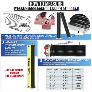 Ressort de torsion pour porte de garage à vent gauche haute précision 0,262X2\"X41\"-L (cône noir) avec barres d'enroulement antidérapantes et gants - Product Image 6