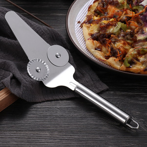Espátula para pizza de acero inoxidable con doble rueda, grado 304, para cortar y servir pizza - Product Image 1