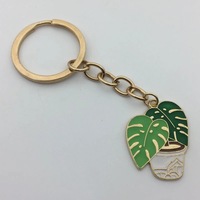 Dessin animé émail Cactus soleil fleur maison porte-clés à la main en métal bijoux à bricoler soi-même pour femmes hommes parfait clé de voiture et décor à la maison cadeau