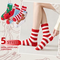Chaussettes d'hiver en polaire corail douillettes et moelleuses pour femme, motif Baleine de Noël et Canne à sucre de Noël, pour la maison et l'intérieur