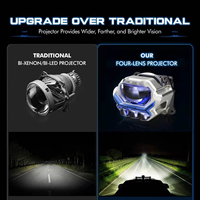 Projecteur LED de voiture à cinq optiques, lentille à faisceau droit triple, 10000LM 6500K DC12V 50W (faible) 100W (puissant) pour modification de phares de berline et SUV