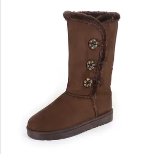 2021 New Large Size Tall Women'S Cotton Shoes Thickened Warm Flip Hair Autumn And Winter Button Snow Boots