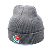 Casquette en tricot côtelé personnalisée avec logo brodé, bonnet d'hiver chaud à revers, plusieurs couleurs unies