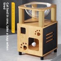 Modernes Massivholz-Katzenbett & Katzenbaum im Raumkapsel-Stil, Platzsparendes Haustierhaus mit Mehreren Ebenen für den Sommer