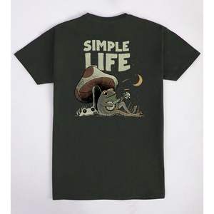 Camiseta Simple Life con estampado gráfico verde oscuro, ropa informal unisex - Product Image 1