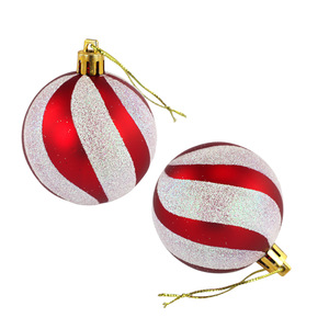 Trang trí bóng giáng sinh màu đỏ và trắng mặt dây chuyền Cây giáng sinh mới ốc ngắn sơn bóng - Product Image 5