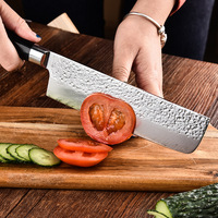 Damascus Mini Cleaver 67-laags staal handgesmeed gehamerd patroon kleurrijk houten handvat keukenmes voor thuis & restaurant gebruik