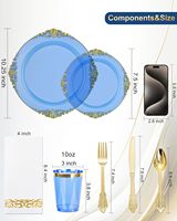 350 pièces de vaisselle en plastique noir sans BPA pour 50 invités - 100 assiettes jetables, 150 couverts, 50 gobelets, 50 serviettes - Retour à l'école