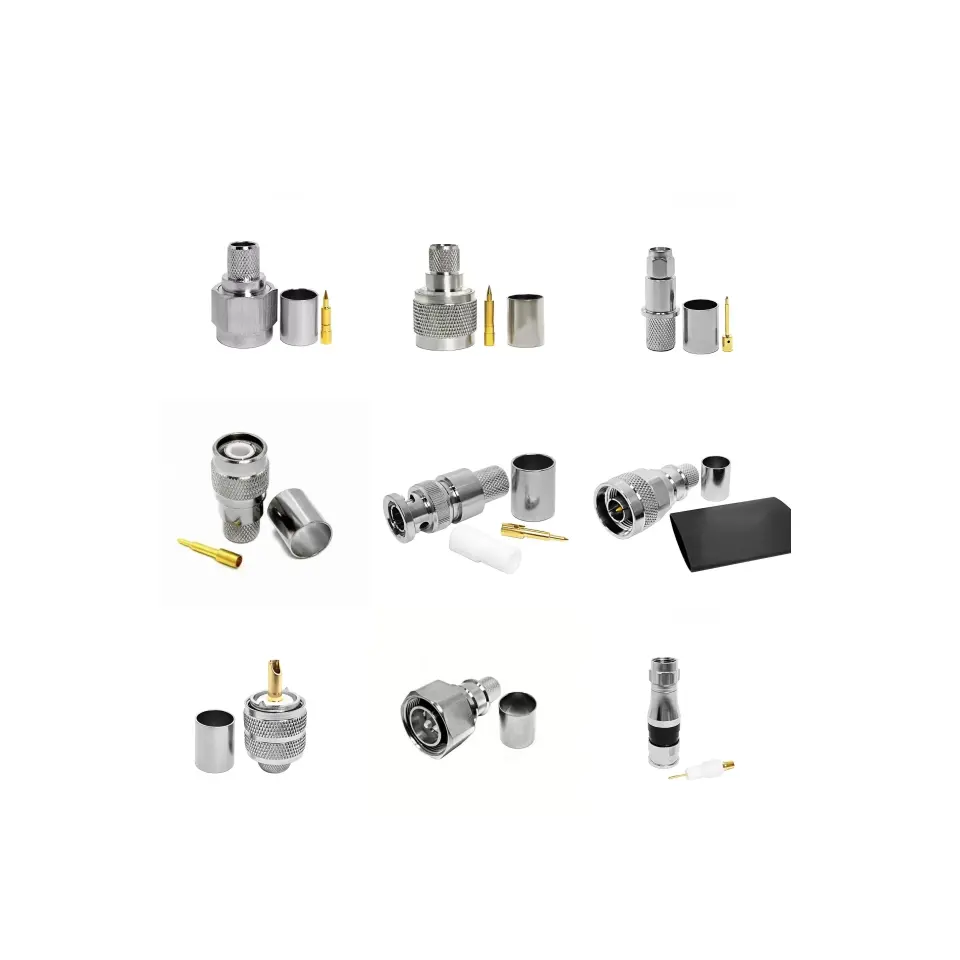 Fabriek Direct N Type/Sma/Tnc/Bnc/Uhf/Qma/Fme/4.310 /F Mannelijke Vrouwelijke Crimp Klem Voor Lmr400 Rg8 Kabel Rf Coax Coaxiale Connector