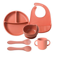 Ensemble d'alimentation pour bébé en silicone de qualité alimentaire, non toxique, sans BPA, assiette pour enfants, vaisselle, compatible lave-vaisselle, écologique