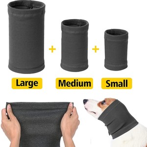 Pet Dog Ear Cover Soft Winter Warm Elastic For Small Dogs With Stripe Pattern Gray And Blue - Product Image 2