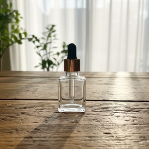 Transparent Glass 15ml Square <b>Dropper</b> <b>Bottle</b> with Black <b>Dropper</b> Cap Luxury Cosmetic Packaging Silk Screen Printed - Product Image 1