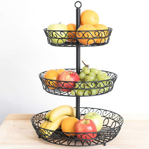 Cestino Portafrutta <span class=keywords><strong>a</strong></span> 3 Ripiani, Contenitore per Frutta e Verdura, Portafrutta da Banco in Filo Metallico - Product Image 1