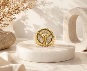 DIVYORO Gold Plated <b>Mens</b> Fashion <b>Ring</b> Copper Brass Classic Jewelry Design Premium Finish Modern Festive Occasions Daily 7g - Product Image 3