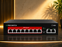 Switch PoE AI de 8 Puertos, 120W, 10/100Mbps, 2 Uplinks, IEEE 802.3af/at, VLAN, Switch de Red Ethernet Inteligente para Cámaras IP CCTV, Carcasa Metálica