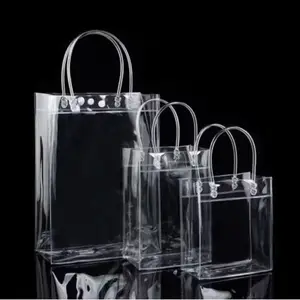 New small gift bag vinyl packaging plastic Clear PVC Tote bag Transparent plastic hand Shopping Bag