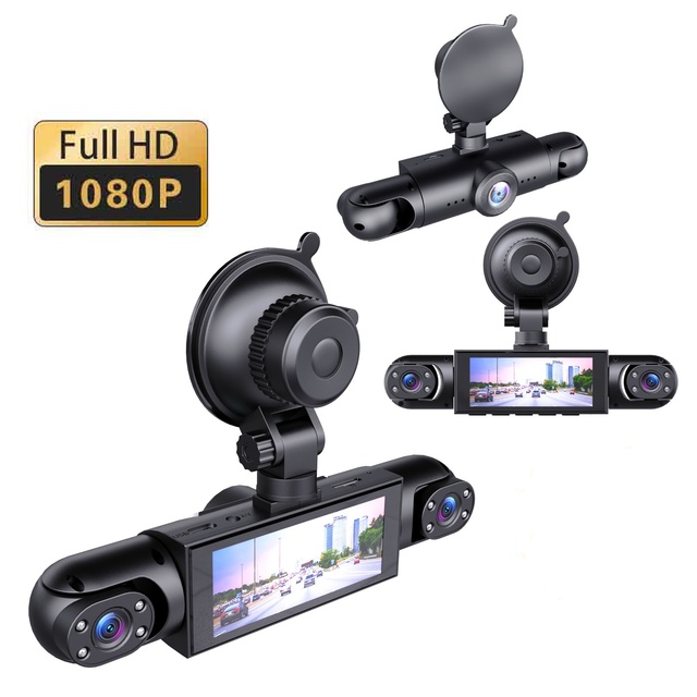 1080P 4-Channel Car DVR Camera with HD Display Front and Rear Lens With Night Vision G-Sensor Loop Recording Dashcam
