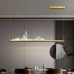 Luminaire suspendu rectangulaire long et simple d'inspiration design, nouveau style chinois pour restaurant, salon de thé Iceberg, luminaire de style chinois - Product Image 2