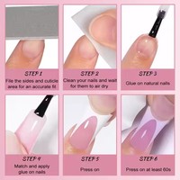 AILLSA OEM Faux Ongles Blancs Effet French Manucure Effilée, Couverture Complète en Acrylique Faits Main, 120 Pièces/Boîte avec Colle