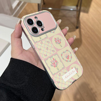 Coque souple antichoc en TPU gaufré style Ins, motif patchwork tulipes roses et jaunes, pour 17 avec grande fenêtre de visualisation