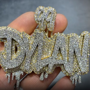 Colar Personalizado com Pingente de Nome para Homens em Latão Sólido Estilo Street <span class=keywords><strong>Rock</strong></span> Hip Hop Joia em Letra 3D com Nome Personalizado - Product Image 1