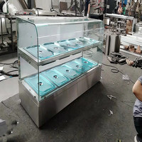Vitrine chauffante de table à 2 niveaux BMS-5G-10pans, verre incurvé, avec porte coulissante arrière, présentoir pour aliments cuisinés