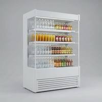 Réfrigérateur ouvert multi-étages à température unique de type télécommandé avec rideau nocturne et dégivrage automatique pour supermarché