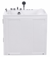 Baignoire d'angle moderne autoportante en acrylique pour 2 personnes avec massage par remous, garantie de 3 ans, comprenant un drain.
