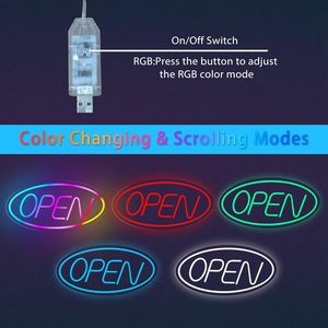 ป้ายไฟนีออน LED รูปวงรีเปลี่ยนสี RGB ปรับความสว่างได้ ป้ายอะคริลิคแบบเปิด สำหรับร้านค้าขนาดเล็ก ตกแต่งหน้าร้าน - Product Image 5