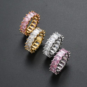 Full Zirconium Closed Zircon Copper <b>Ring</b>, Ladder Zirconium <b>Ring</b>, Female Index <b>Finger</b> <b>Ring</b>. - Product Image 5