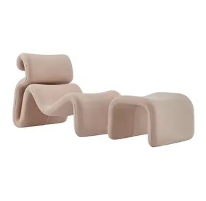 Vente chaude nouveau design vague inclinable chaise de loisirs avec repose-pieds pour salon hôtel salon