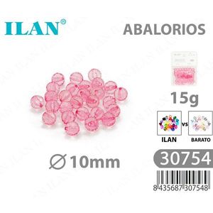 Ilan Abalorios Perline Rotonde Sfaccettate Rosa Chiaro Trasparente 10mm 15g - Product Image 1