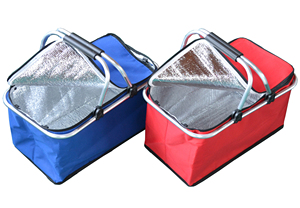 Haute qualité <span class=keywords><strong>petit</strong></span> Double poignée pliable pliant en aluminium Shopping extérieur pliable toile Shopping pique-nique déjeuner <span class=keywords><strong>panier</strong></span> - Product Image 5