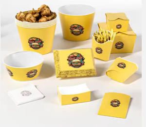 Set kemasan makanan cepat sekali pakai kotak Pizza kentang goreng & <span class=keywords><strong>Burger</strong></span> folder makanan kelas dapat dilipat seri kemasan - Product Image 1