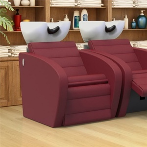 Fauteuil de lavage mobile en bois pour salon de coiffure Kisen avec support de tête et bac à shampoing - Product Image 4