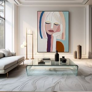 Pintura al Óleo Abstracta Minimalista Hecha a Mano, Arte de Pared Enmarcado para Decoración de Apartamentos y Hoteles Urbanos - Product Image 3