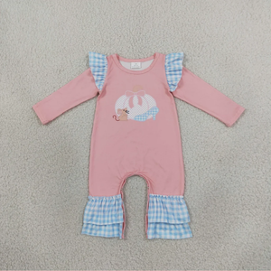 Pink Baby <b>Boys</b> Breathable Summer Romper with Blue Gingham Ruffles and Mouse Print Sleeveless - Product Image 1