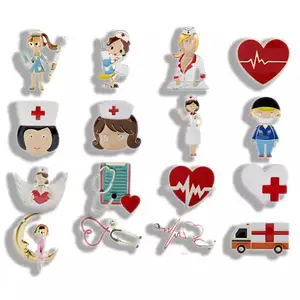 بروش طبي بتصميم على شكل قلب ، للأطباء والممرضين, عرض ساخن ، دبوس مُقوى وناعم ، على شكل قلب ، للعينين ، للأطباء والممرضين ، بروش على شكل قلوب من المينا