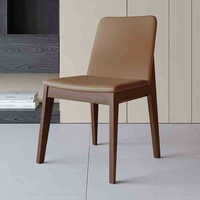 Chaise de salle à manger de luxe de style nordique en bois massif ; Chaise de salle à manger de luxe minimaliste de style français en bois de frêne rembourrée