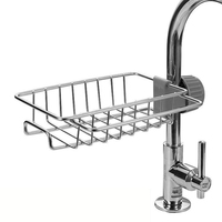 Organisateur d'évier de cuisine en acier inoxydable avec porte-éponge sur robinet, support métallique avec accès pratique